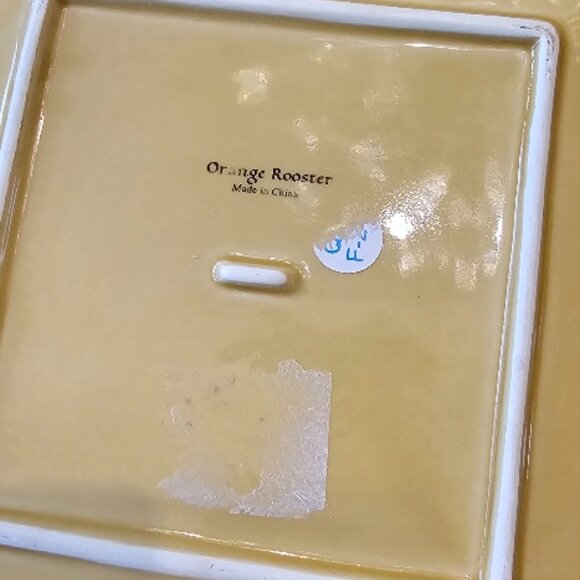 Scalloped Edge Dinner Plate Dish Sunflowers Fall Autumn Orange Rooster - Picture 2 of 3